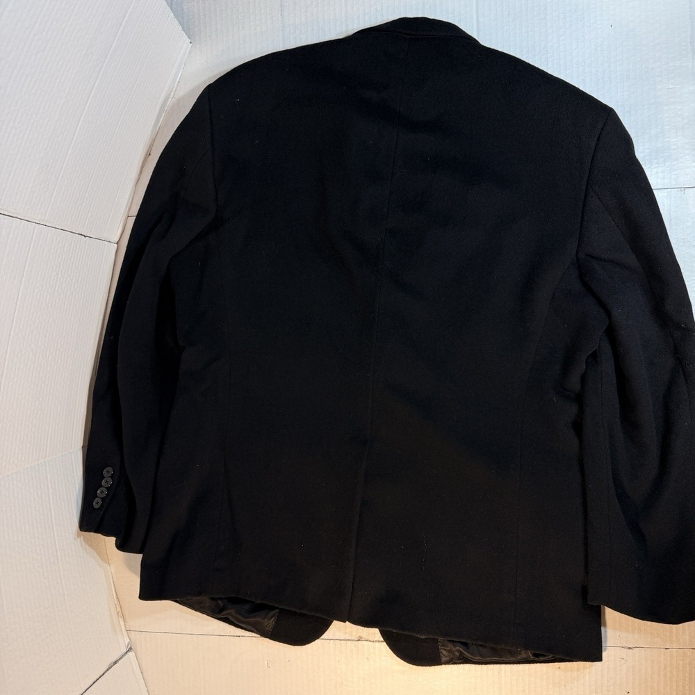 Men's 46L Black 100% Camel Hair Blazer Sport Coat Classic 2-Button Long Parisian